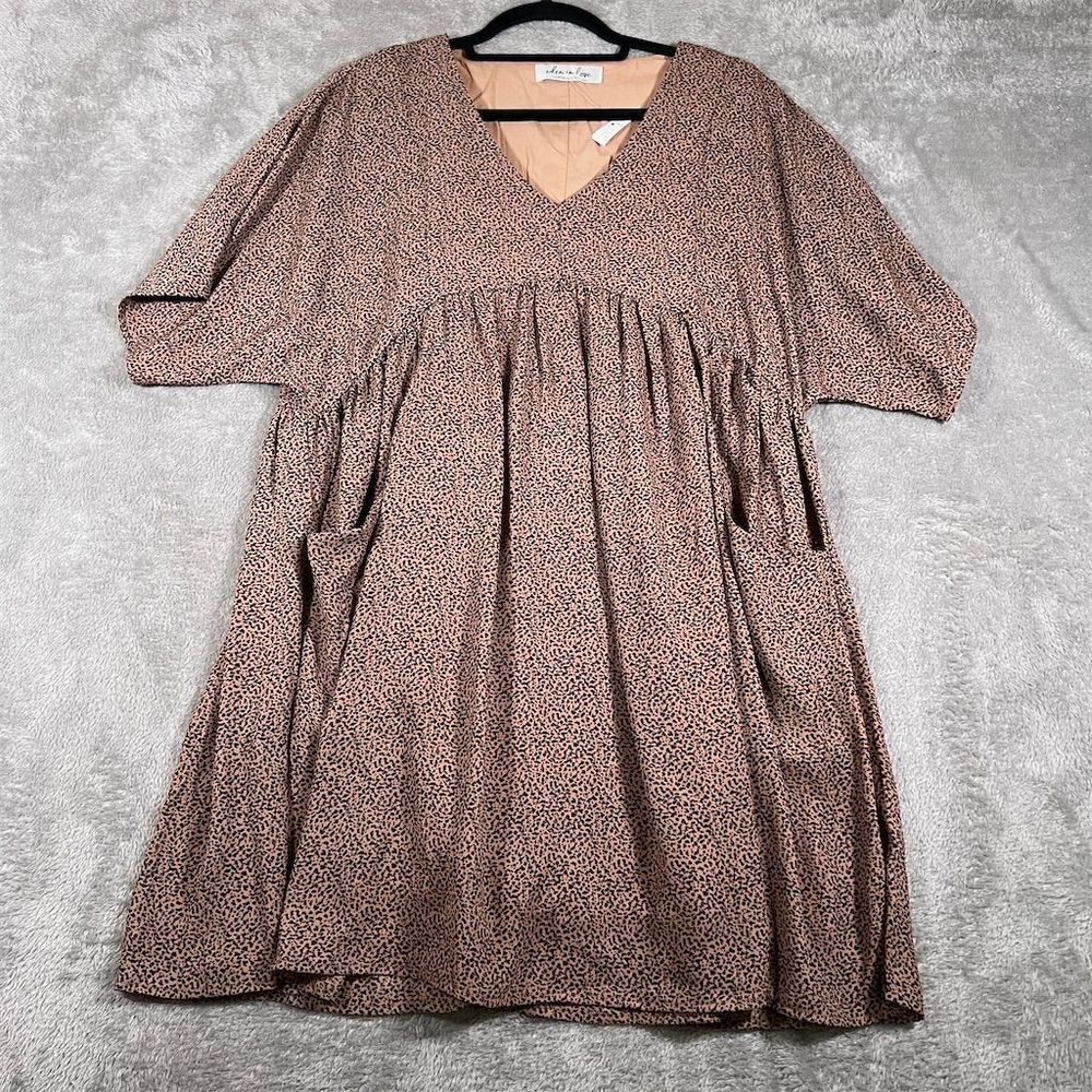 Eden in Love Dress Women's Small Hawaii Babydoll Brown Leopard Short Sleeve‎ NEW